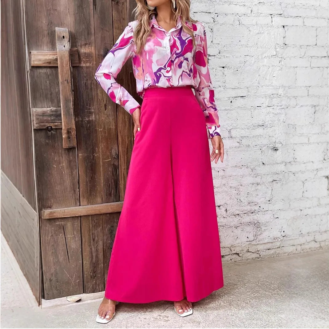 Conjunto Feminino Camisa e Calça Pantalona