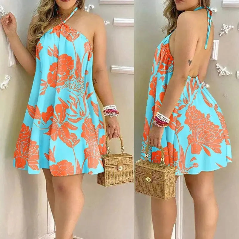Vestido Midi Estampado Tropical