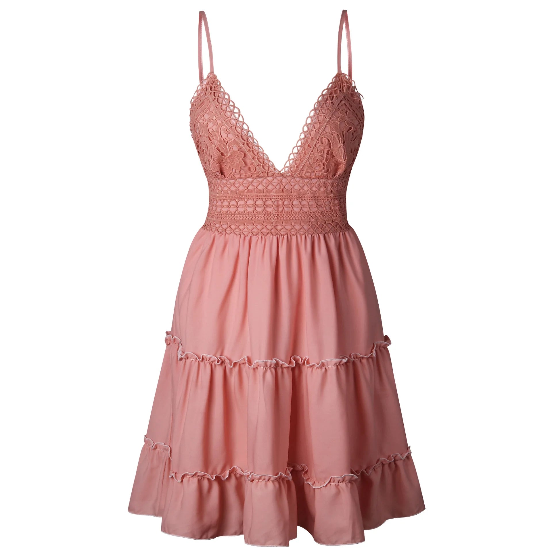 Vestido Feminino de Verão – Alças de Renda, Recortes Elegantes e Caimento Leve
