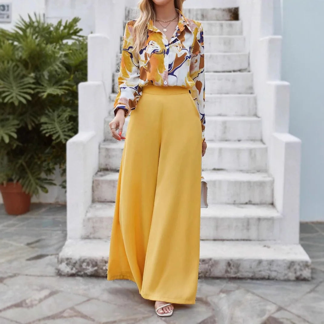 Conjunto Feminino Camisa e Calça Pantalona