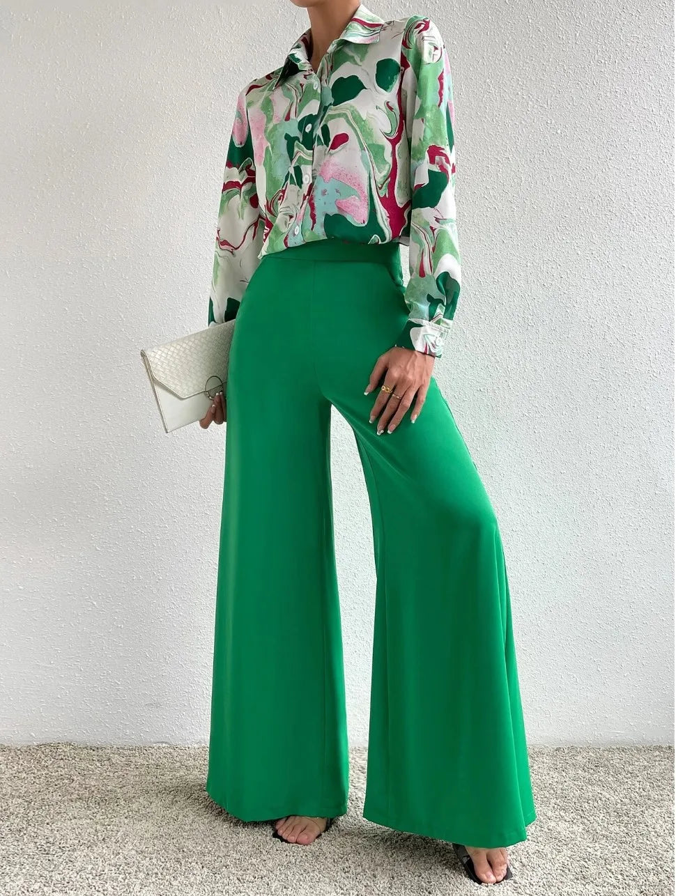Conjunto Feminino Camisa e Calça Pantalona