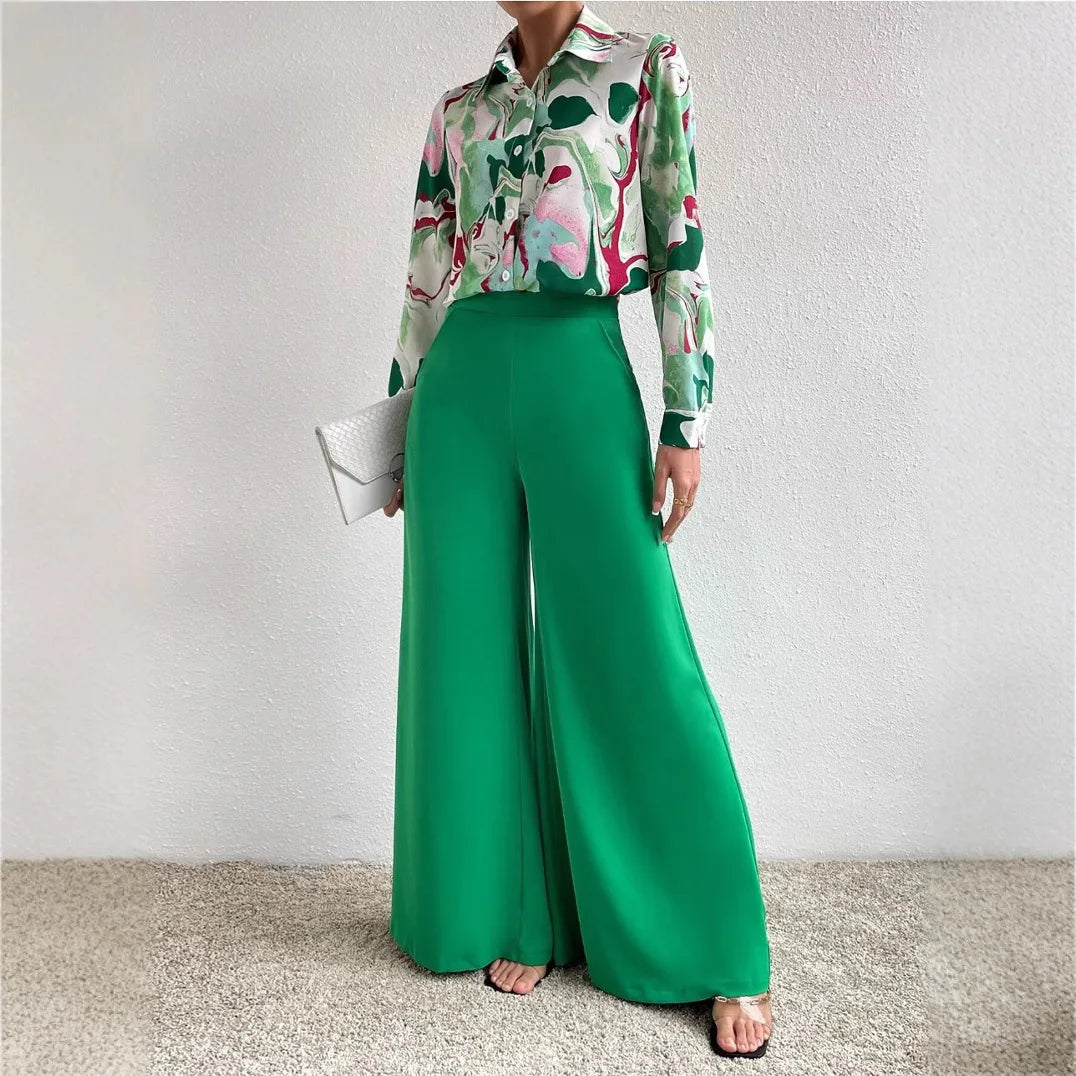 Conjunto Feminino Camisa e Calça Pantalona