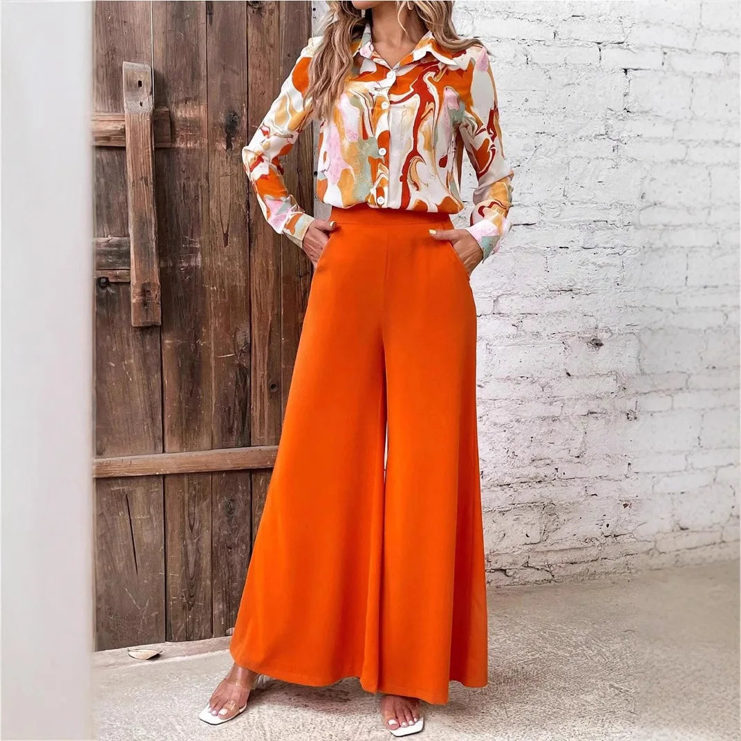 Conjunto Feminino Camisa e Calça Pantalona